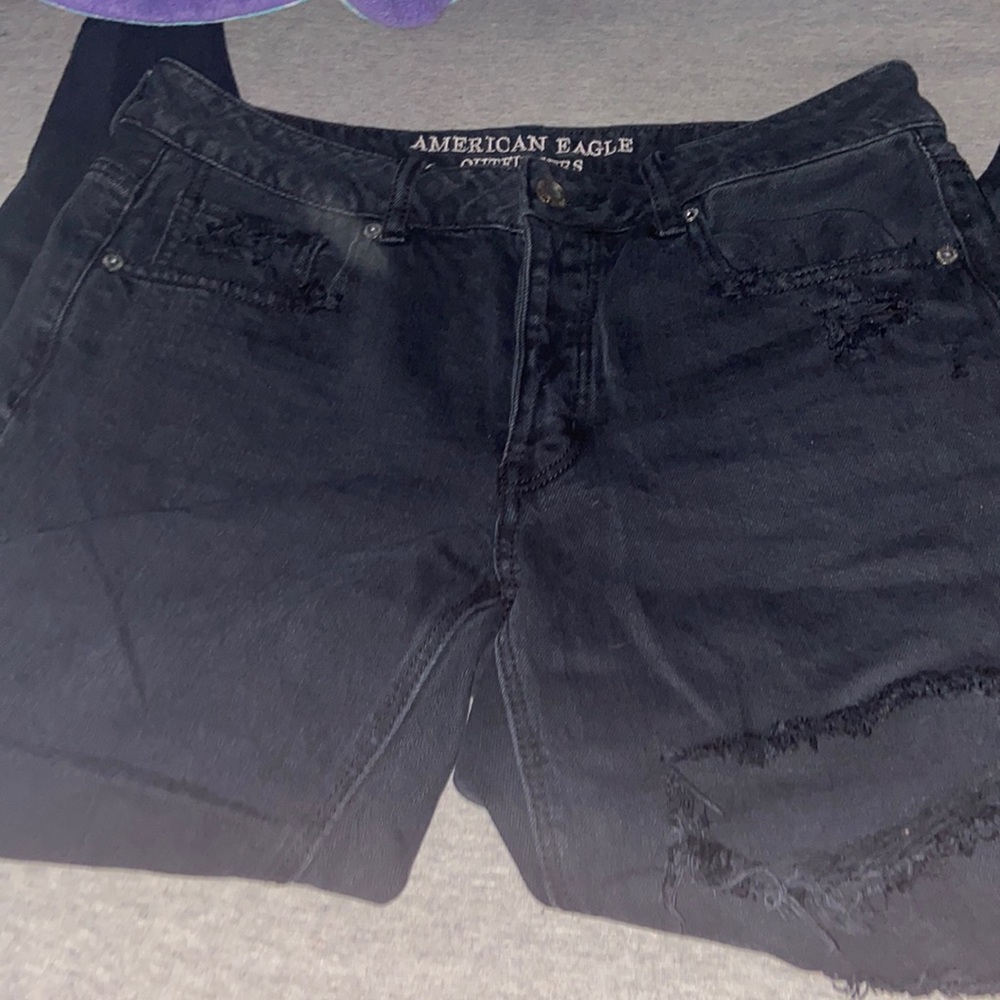 black ripped boyfriend jeans from AE